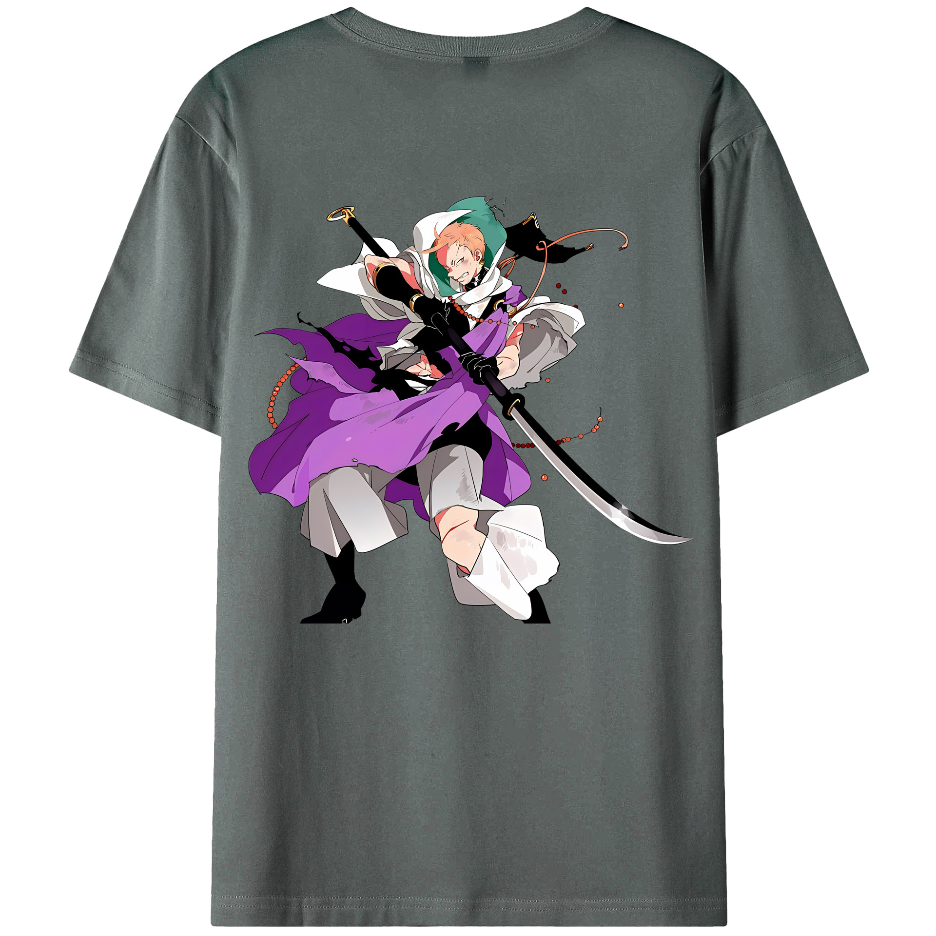 （画像用） 刀剣乱舞 Touken Ranbu 綿100％ メンズ半袖Tシャツ（バックプリント） 通気性
